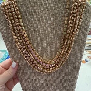 Elegant Gold and Pink Beaded Necklace